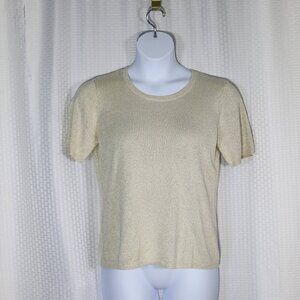 Drapers & Damons Sweater Womens L Gold Metallic Knit Sparkly Stretchy Pullover